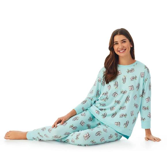 Cuddl Duds Sweater Knit 3/4 Sleeve Pajama Top Pants Pockets Gray Animal XXL - Picture 8 of 8